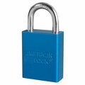 Master Lock American Lock Aluminum Safety Padlock, 1-1/2in x 1in Shackle, Anodized, Blue, Master Key# 428M A1105MK-BLU